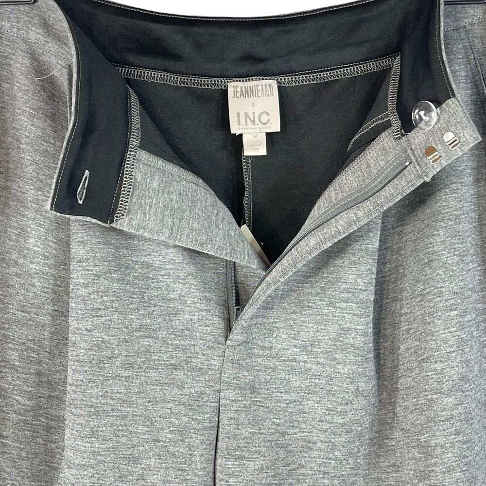 INC Jeannie Mai Medium Pants Stretch Pockets Zip-Fly Pleated Gray Heathered New - Picture 2 of 6
